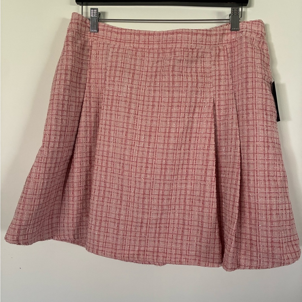 Eloquii Pink Pleated Skater Mini Skirt